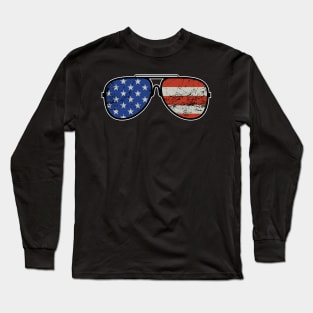 Stars and Stripes American Sunglasses Gift Long Sleeve T-Shirt